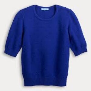 Draper James Women’s RSVP Blue Knit Short Sleeve Blouse Sweater Size XXL
